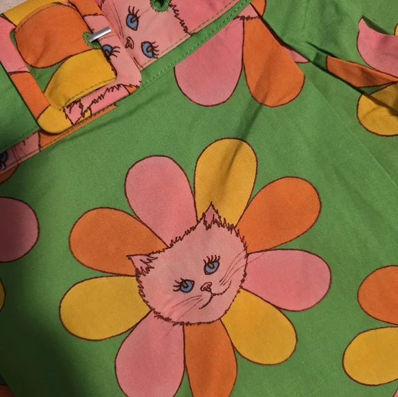 NWT Modcloth Flower Kitty Belted Skirt - Picture 4 of 4